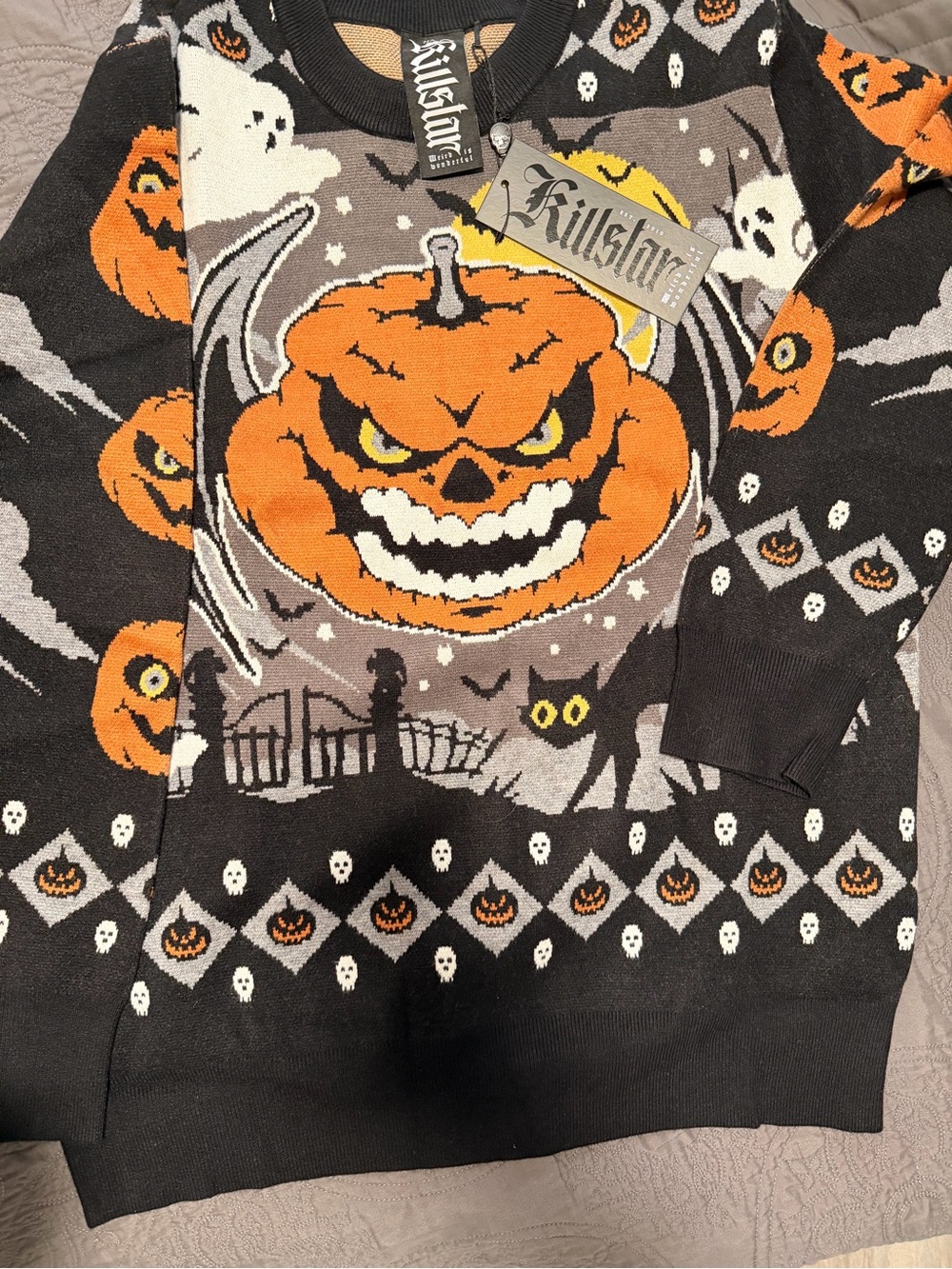 Killstar Black & Orange Pumpkin Jack-O'-Lantern Sweater